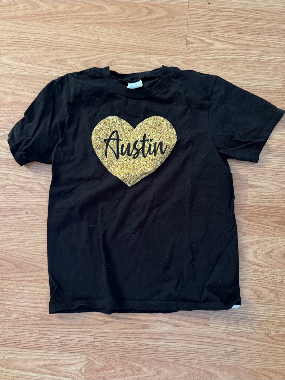 Black Kids T-Shirt with Gold Heart 'Austin'